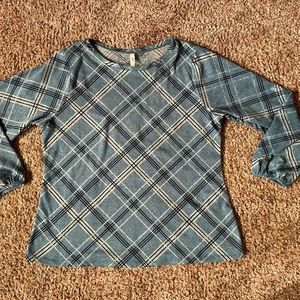 Women’s Blue Plaid Shirt Top sz 2X